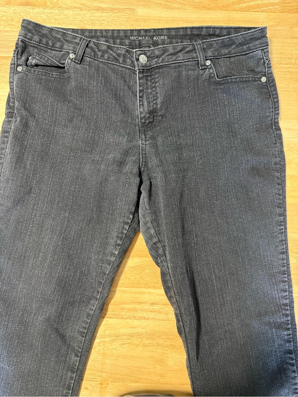 Michael Kors Women’s Black Wash Straight Leg Jeans Size 14 Dark Denim